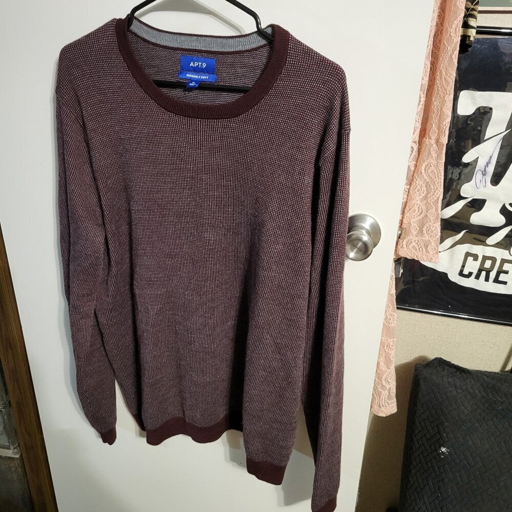 MENS APT 9 CREW NECK MERINO WOOL BLEND SUPER SOFT SWEATER SZ XL